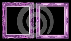 Collection 2 antique purple frame isolated on black background,