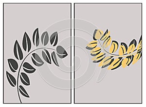 Collection of 2 botanical illustrations in a minimalist style. Design for print, for cover.