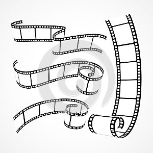 Collection of 3d film strips on white background