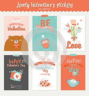 Collection of 6 Valentines day gift tags