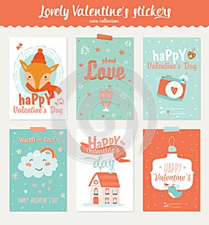 Collection of 6 Valentines day gift tags