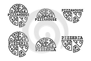 Collection of 6 vector templates for pizza logos