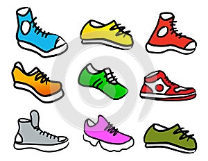 Collection of 9 abstract shoes