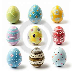 collection of 9 colourful easter eggs