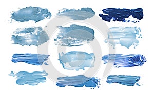 Collection of abstract acrylic brush strokes blots