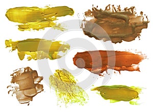 Collection of abstract acrylic brush strokes blots