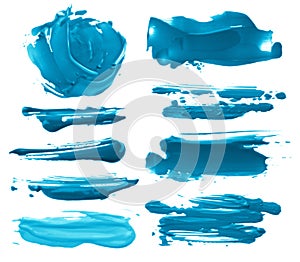Collection of abstract acrylic brush strokes blots