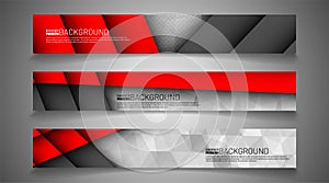Collection of abstract banner backgrounds. Geometric shapes overlapping red and white gray. vector illustration of graphic design