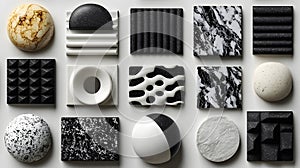 Collection of abstract geometric shapes and textures