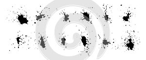 Collection abstract of ink stroke and ink splash for grunge design elements.