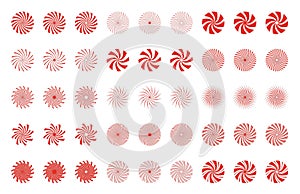 Collection of abstract sun red rays. Set of summer vector sunray illustration for ornament