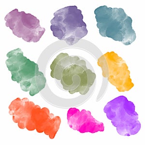 Collection of abstract watercolor organic shape blobs, irregular paint stains vector illustration isolated on white background.