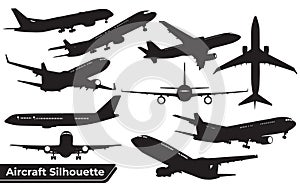 Collection of Airplane black silhouettes