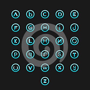 Collection of Alphabet Letter Logo. Sky Blue color logo bundle.Circle Shape vector alphabet.Modern Typography Logo