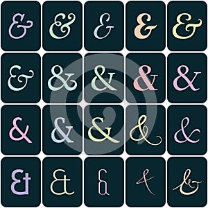 Collection of ampersands on colors for lettes and