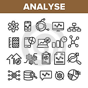 Collection Analyse Element Sign Icons Set Vector