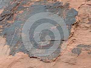 Collection of ancient petroglyphs in Valley of Fire Nevada