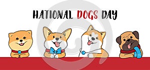he collection of animals is good for National dogs day, holiday designs