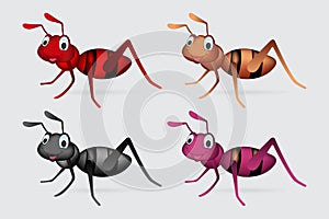 Collection of ant cartoon character. Set of ant cartoon arts illustration