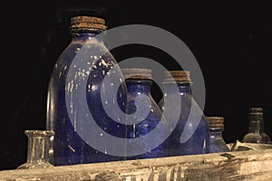 Antique Bottles in Abandoned Store Window