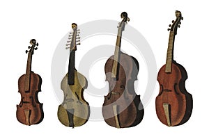 A collection of antique violin, viola, cello and more from Encyclopedia Londinensis