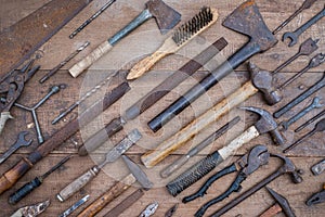 Collection of antique woodworking handtools