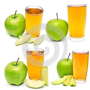 Collection apple juice and apple slices photo