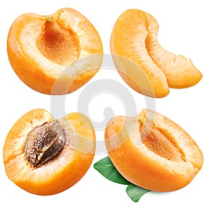Collection of apricots isolated on white