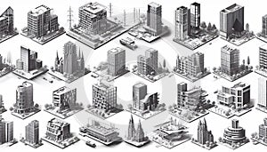 Collection of architectural icons and design elements