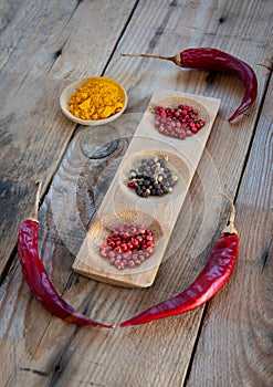 Collection of aromatic herbal peeper spices