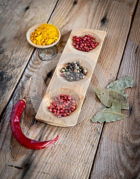 Collection of aromatic herbal peeper spices