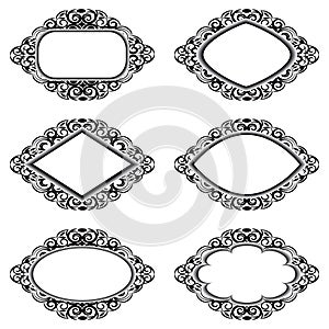 Collection of artistic frames, isolated on white
