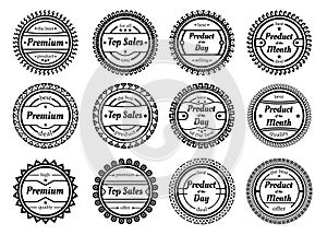 Collection of authentic labels isolated on white background