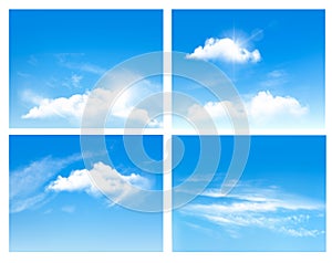 Collection of backgrounds with blue sky and clouds.