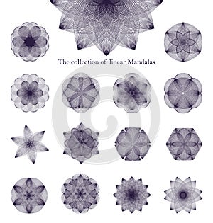 Collection badging logos in the form of mandalas for design 2. Vector