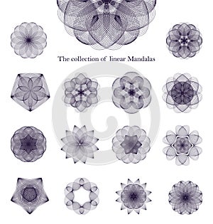 Collection badging logos in the form of mandalas for design. Vector