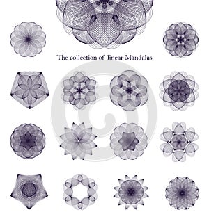 Collection badging logos in the form of mandalas for design. Vector photo