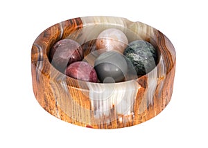 Collection balls natural semi-precious mineral onyx ashtray