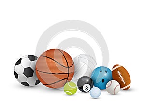 Collection of balls on white background