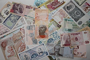 Collection of banknotes of different countries