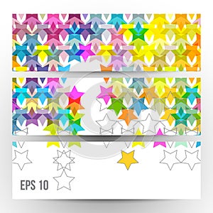 Collection banner design with stars, colorful background, vector illustration