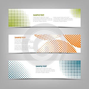 Collection banners with color abstract halfone pattern