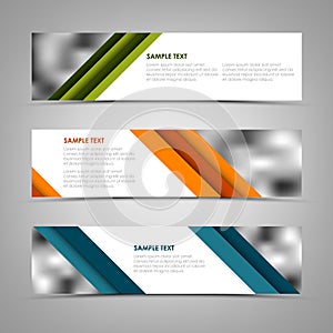 Collection banners with oblique colored stripes template