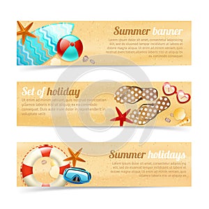 Collection of banners with summer holiday vacation