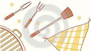 A Collection of Barbecue Tools and Picnic Accessories, vector design Generative AI