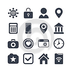 Collection of basic business and user interface icons