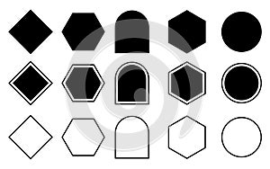 Collection of Basic Geometric Shapes in Black and White