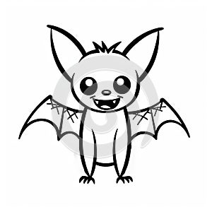 Cartoon Bat Coloring Page - Minimalistic Doodle Line Art photo