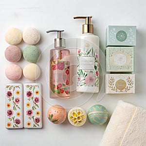 A collection of bath products from the new range
