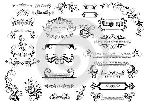Collection of beautiful floral frames, vignette and headers for wedding design